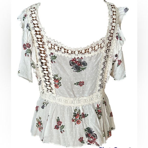 ANTHROPOLOGIE Eri + Ali Roussillon Floral Top EUC SIZE L BOHO unique pep… - Picture 3 of 11